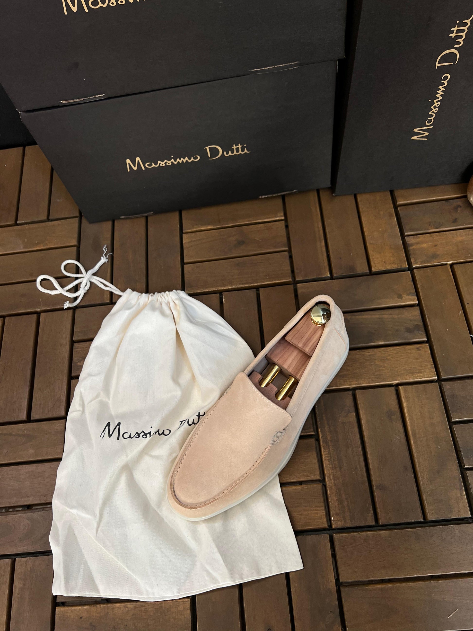 mocassin daim beige