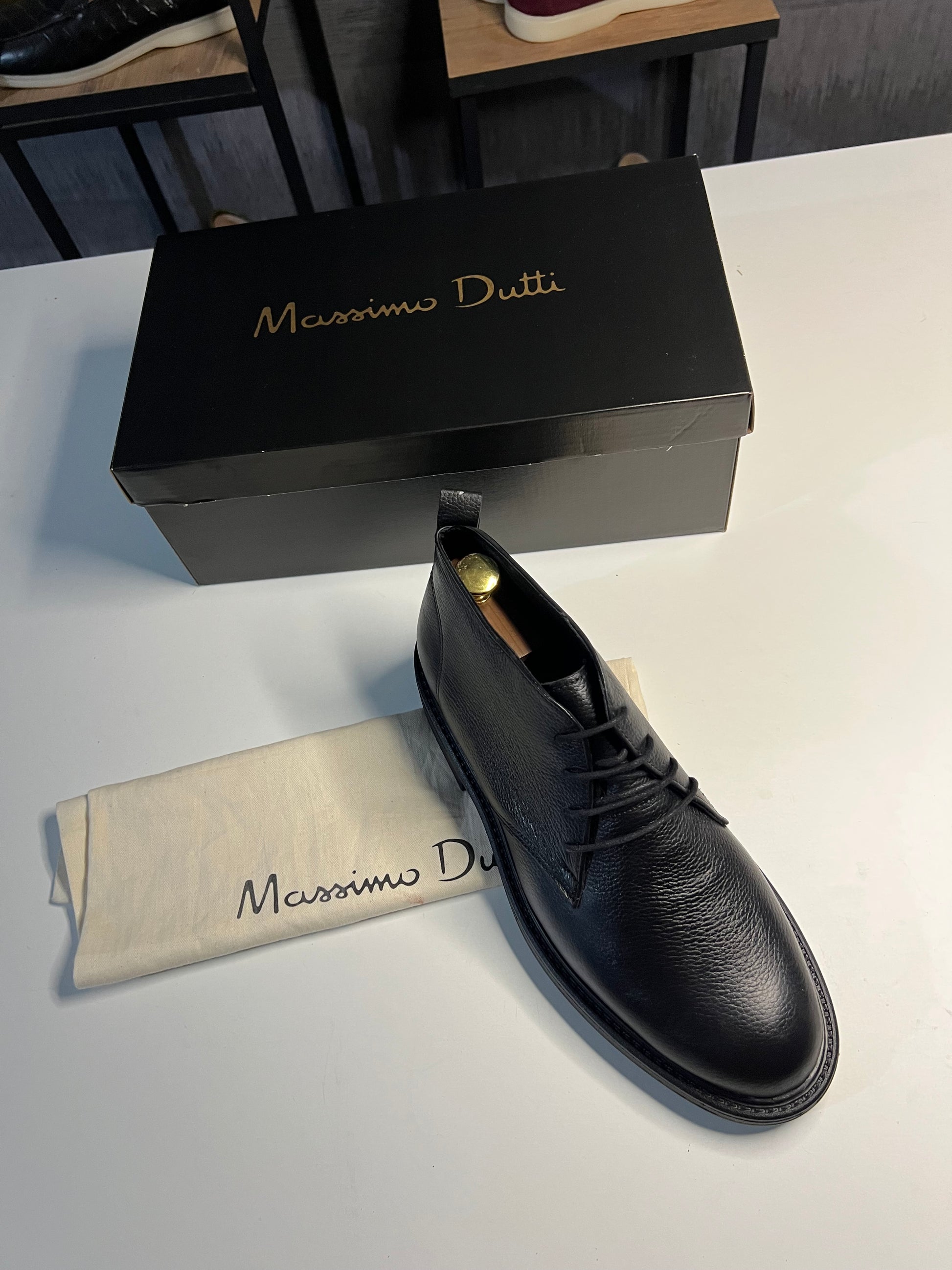 Boots cuir noir grain