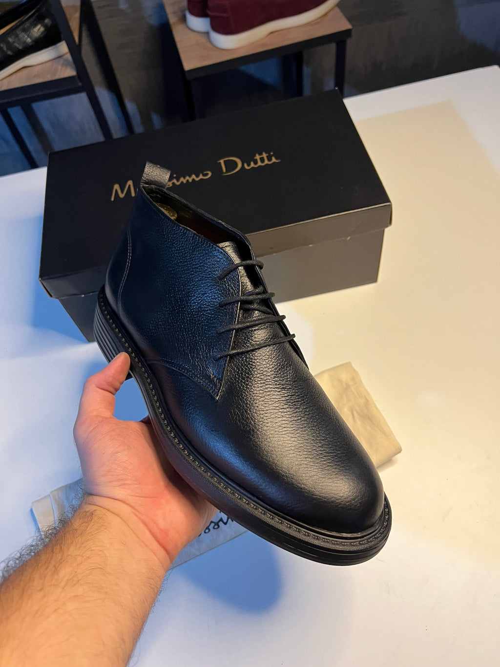 Boots cuir noir grain