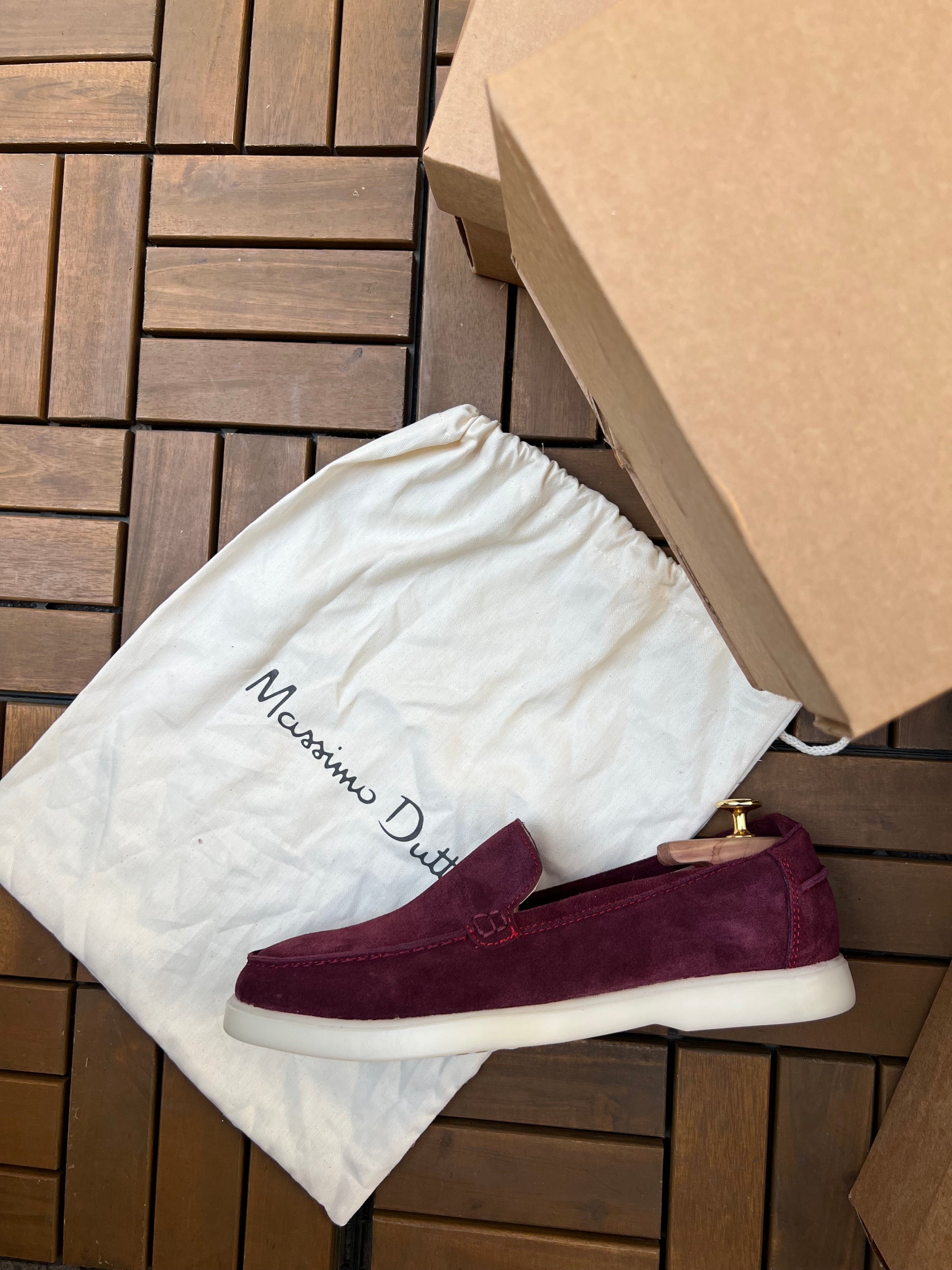 Mocassin daim bordeaux