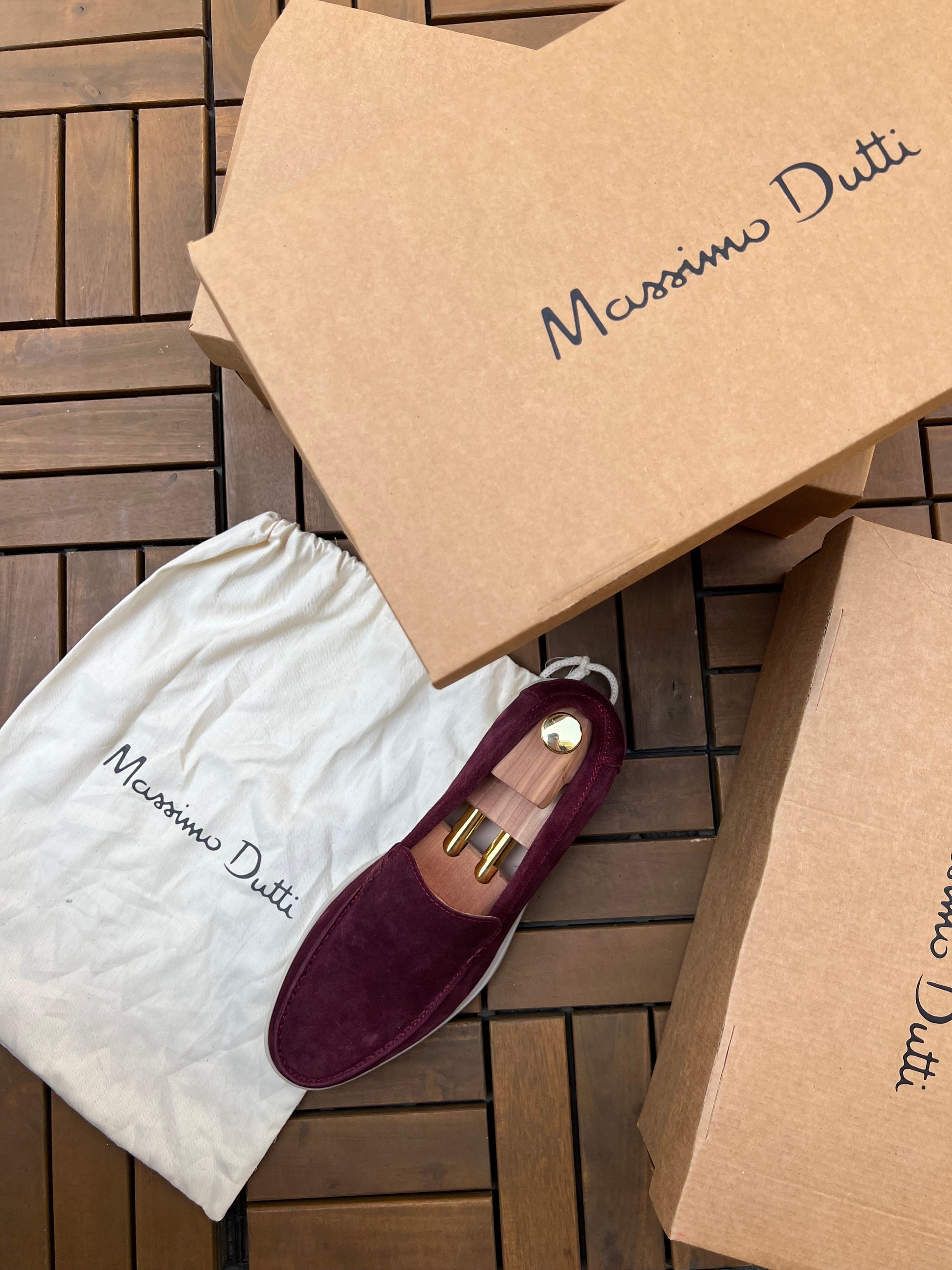 Mocassin daim bordeaux